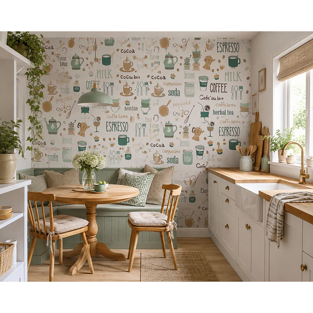 Papel Mural Pvc Estampado Coffee Pack 5 Rollos 1