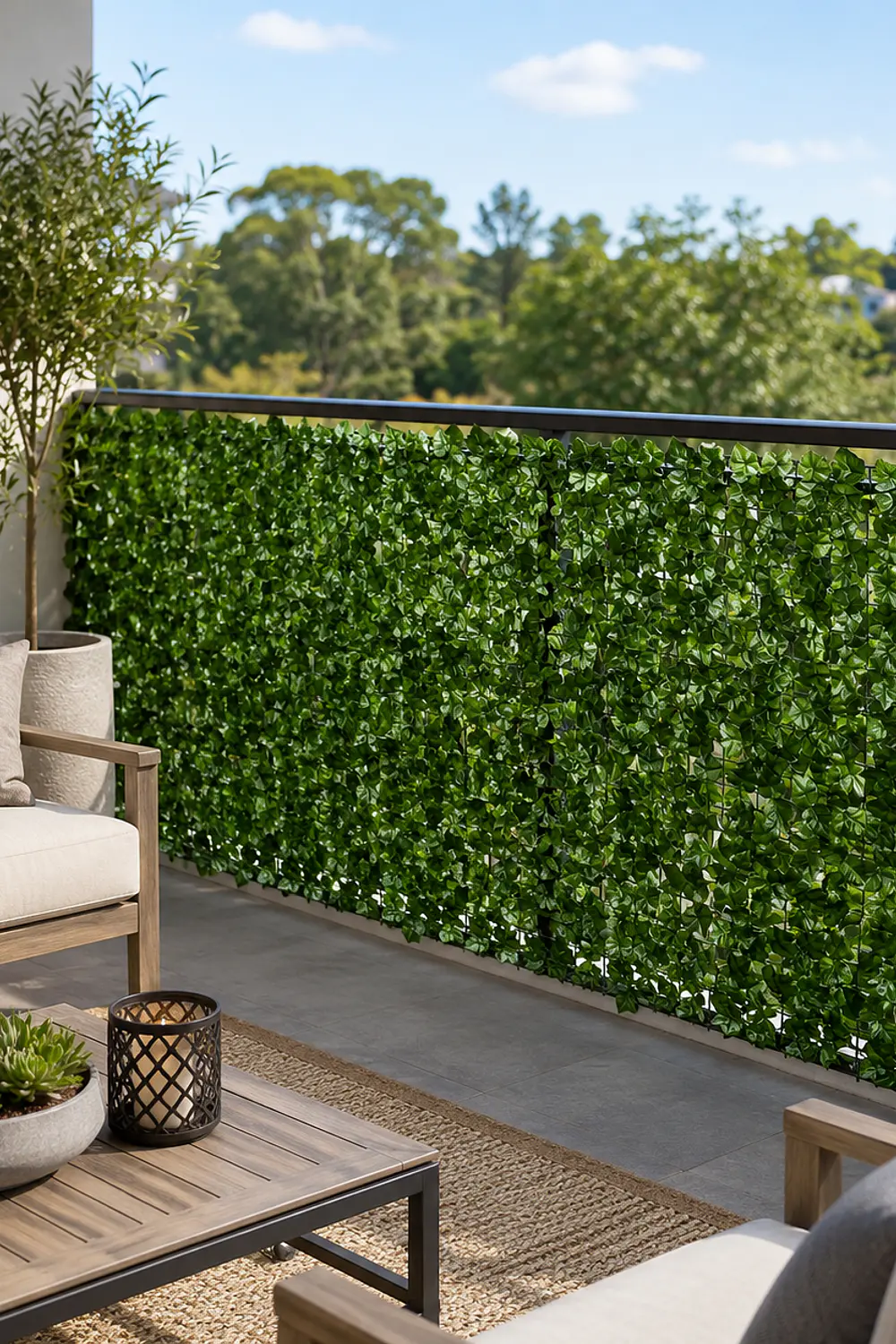 Jardín Vertical Artificial con Malla de Sauce UV- 1x3 m -Malla de Hojas Artificial