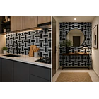 Pegatina Mosaico de Metal tipo espejo Negro 3D autoadhesivo 30x30  1
