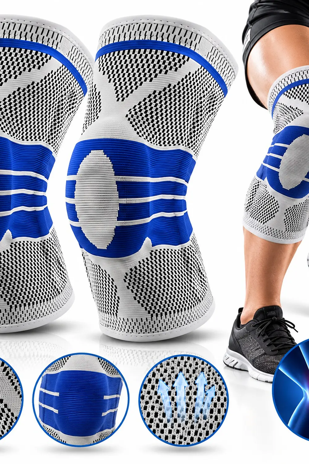Pack X2 Rodilleras Deportivas Ortopédicas con Gel y Soporte Lateral 