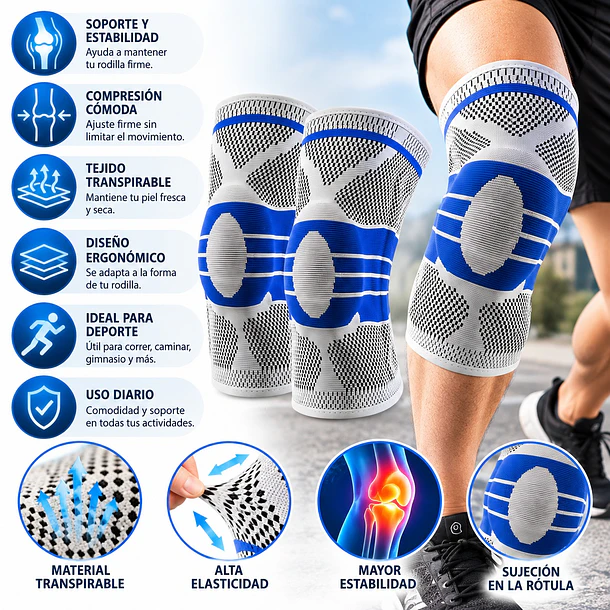 Pack X2 Rodilleras Deportivas Ortopédicas con Gel y Soporte Lateral  4