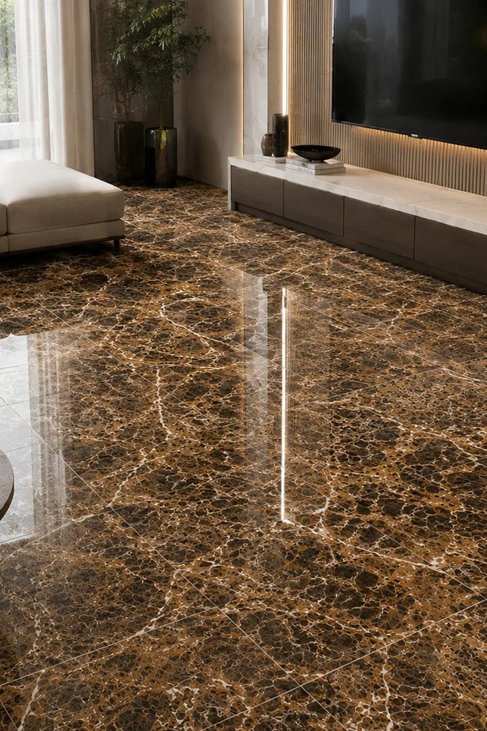 Piso Vinílico Autoadhesivo mármol café 2.5MTRS2  60x60