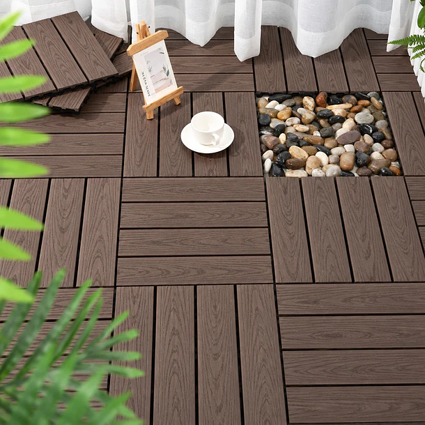 Caja de Baldosa deck  de 30x30 cm Color Café Oscuro  1
