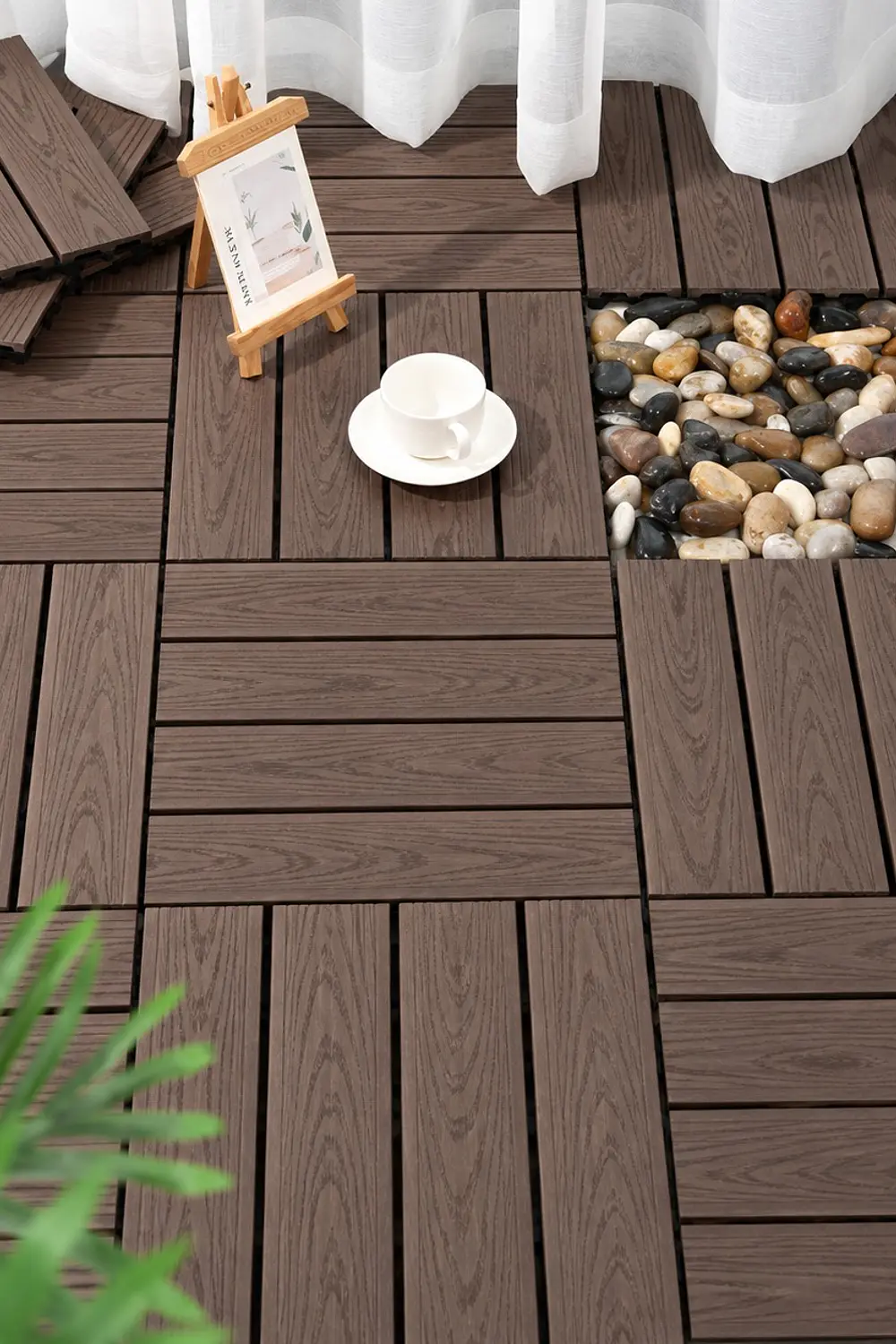 Caja de Baldosa deck  de 30x30 cm Color Café Oscuro 