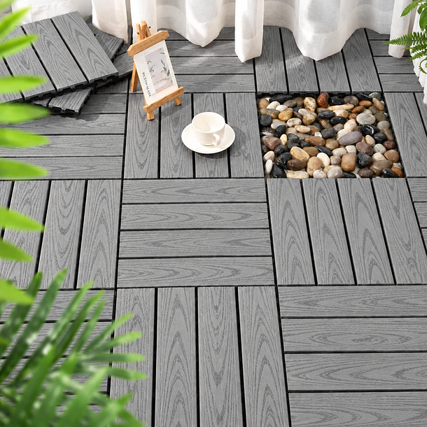 Caja de Baldosa deck  de 30x30 cm Color Gris  1