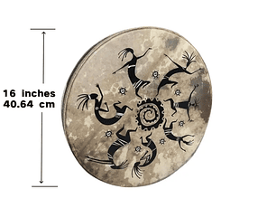 Tambor Xamânico Artesanal de 40.64 cm com Baqueta