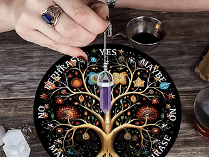 Conjunto de Pêndulo com Pingente de Cristal + Tapete Árvore da Vida com Diâmetro 15cm 