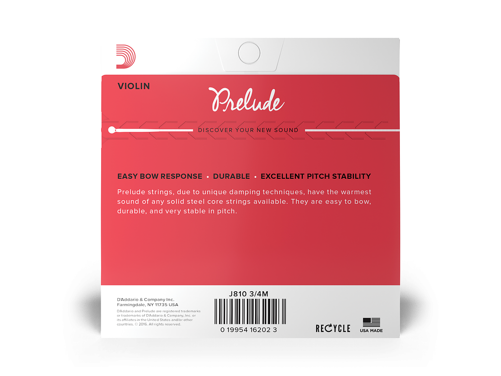 D'Addario Prelude cordas de violino 3/4 3