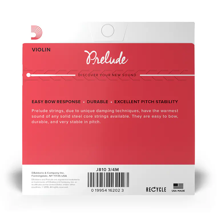 D'Addario Prelude cordas de violino 3/4 3
