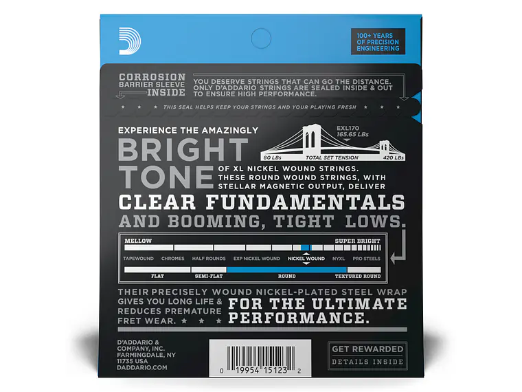 D'Addario EXL170 XL 45-105 baixo 2