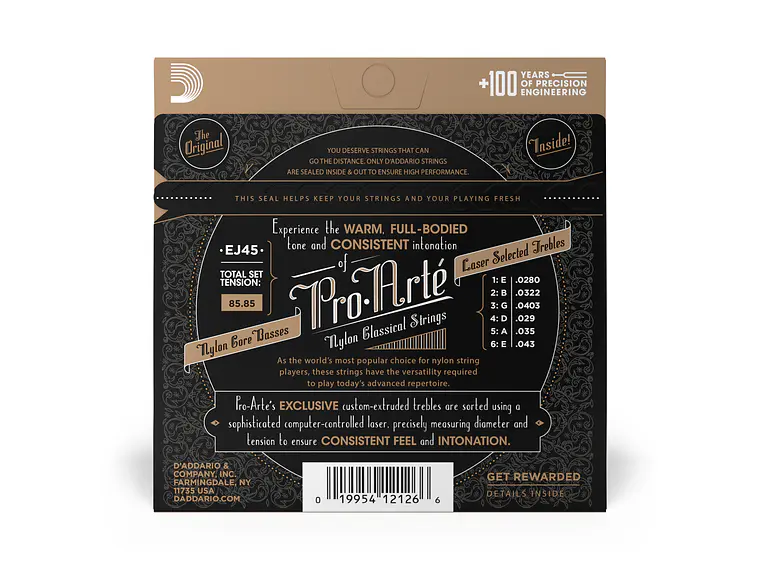 D'Addario EJ45 Pro-Arté Nylon Core Tensão Normal 2