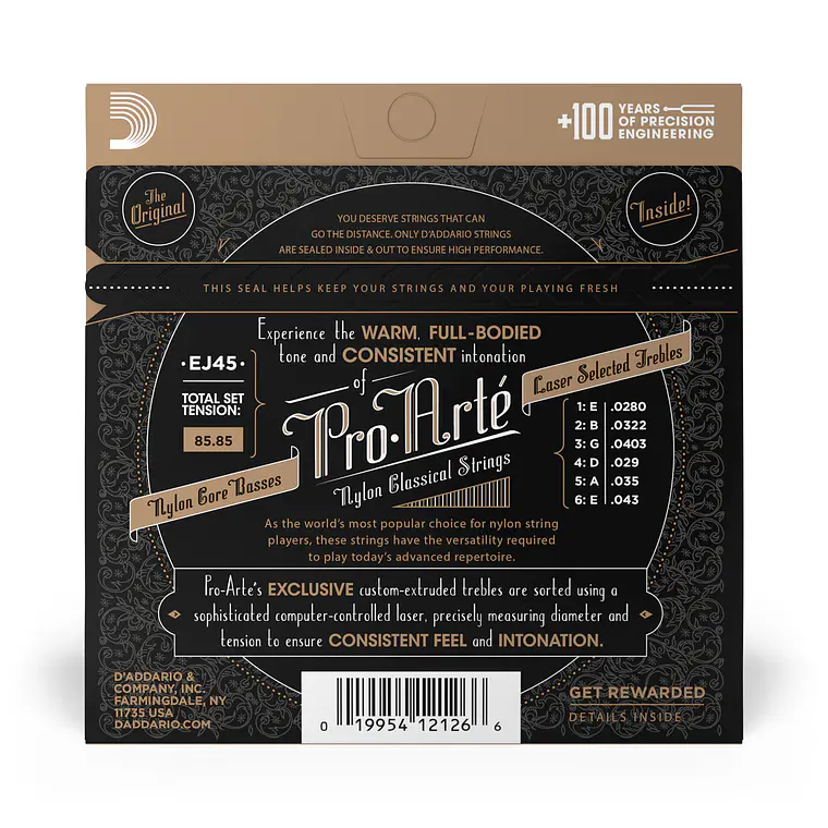 D'Addario EJ45 Pro-Arté Nylon Core Tensão Normal 2
