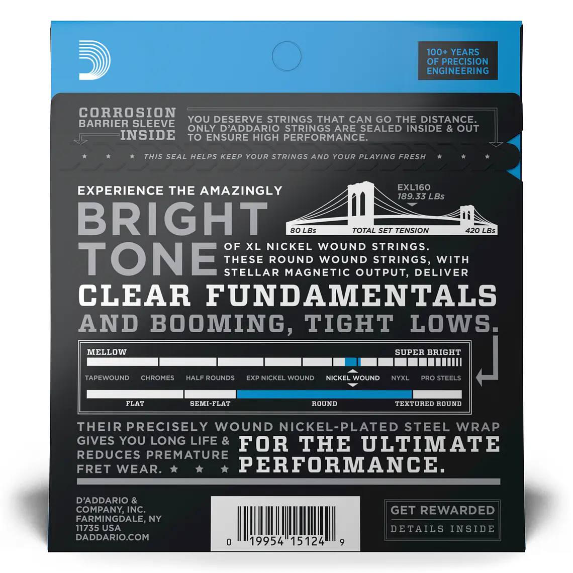 D'Addario EXL160 50-105 Long scale 2