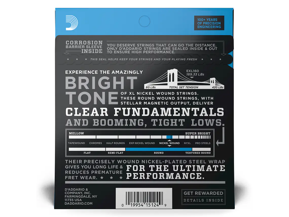 D'Addario EXL160 50-105 Long scale 2