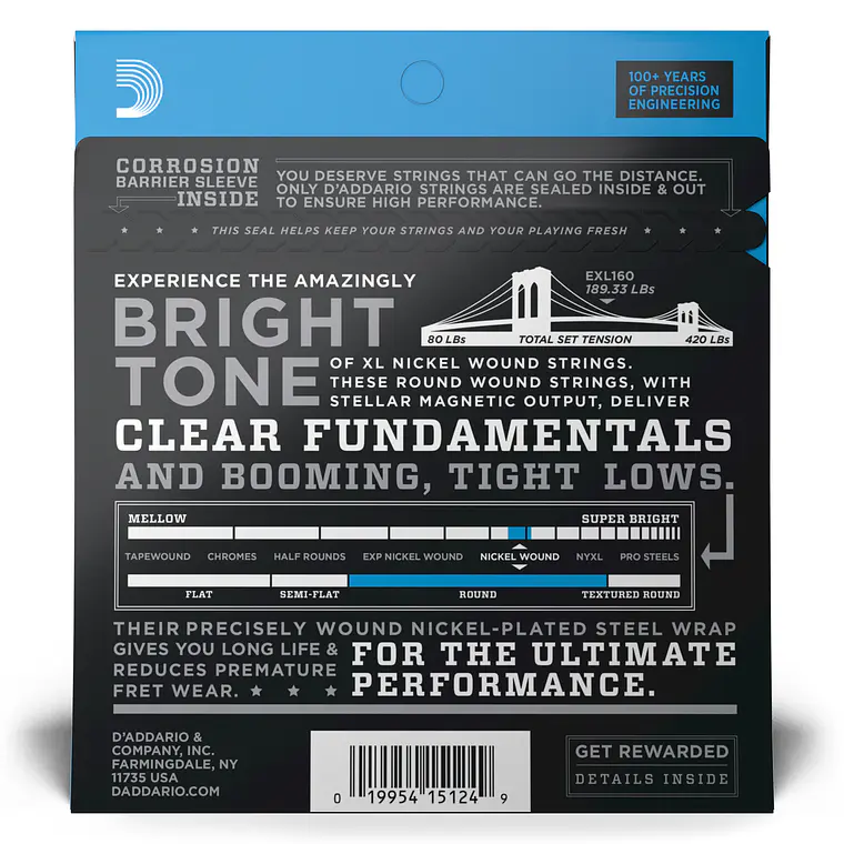 D'Addario EXL160 50-105 Long scale 2