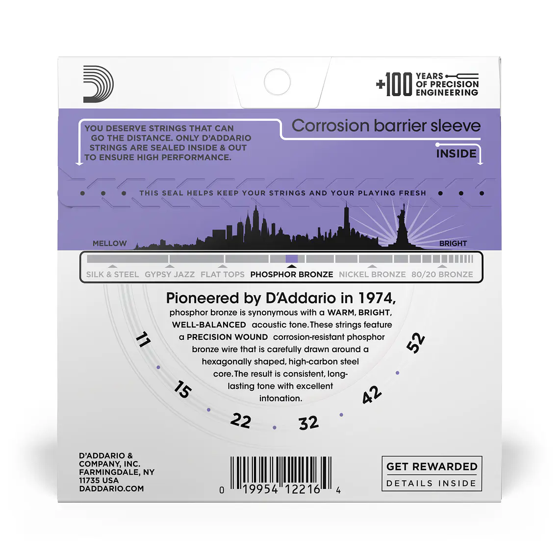 D'Addario EJ26 Phosphor Bronze 11-52 2