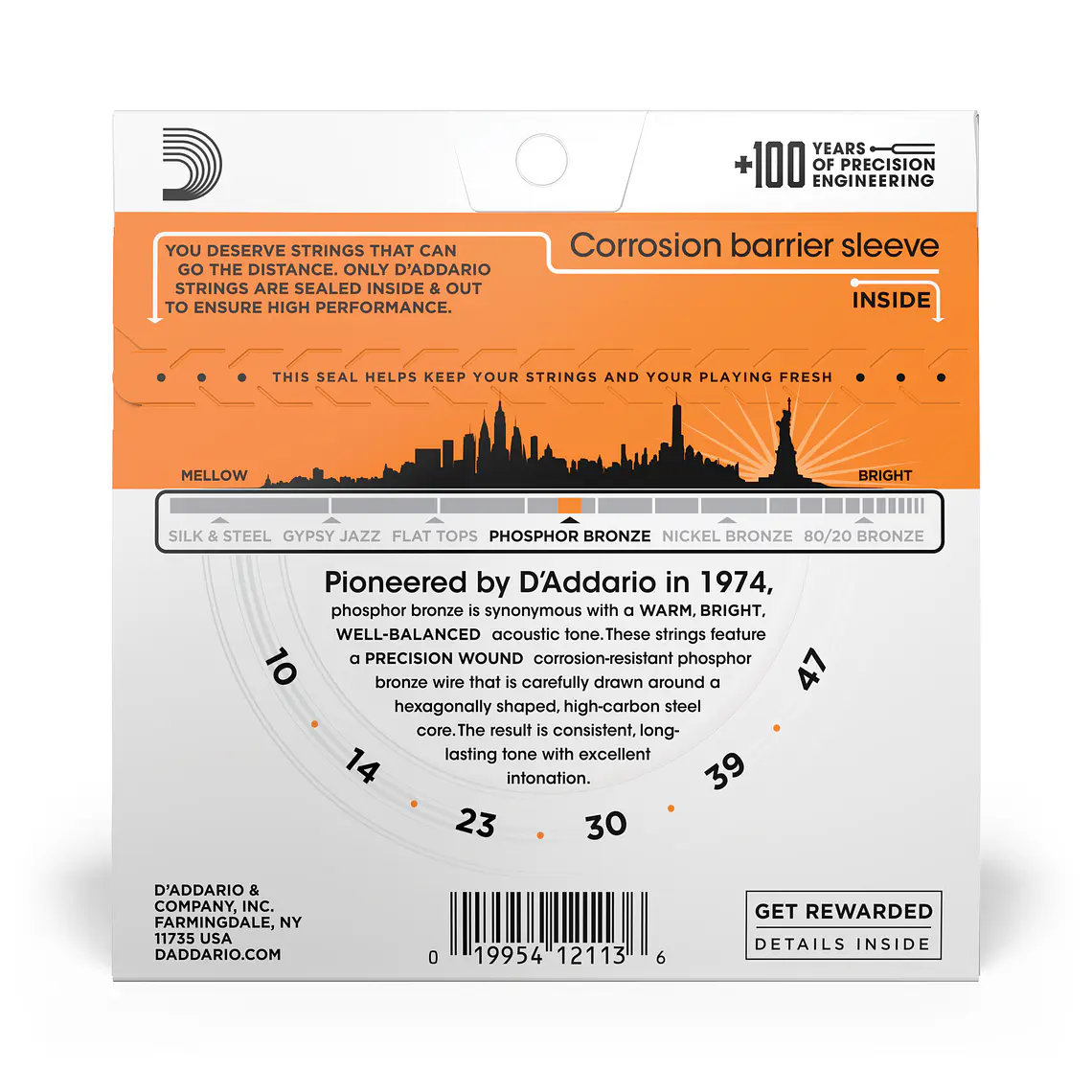 D'Addario EJ15 Phosphor Bronze Extra Light 10-47 2