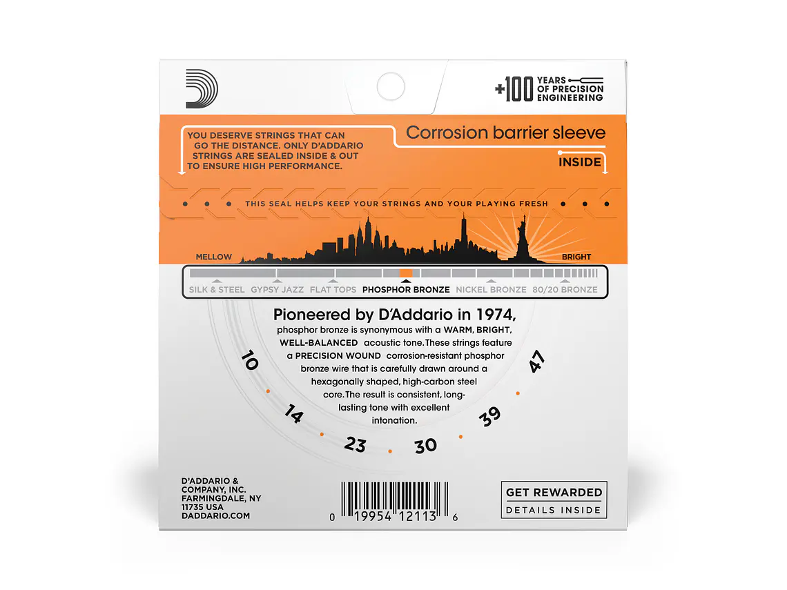 D'Addario EJ15 Phosphor Bronze Extra Light 10-47 2