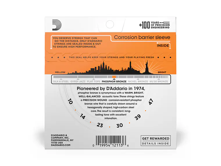 D'Addario EJ15 Phosphor Bronze Extra Light 10-47 2