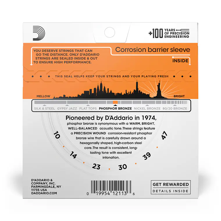 D'Addario EJ15 Phosphor Bronze Extra Light 10-47 2