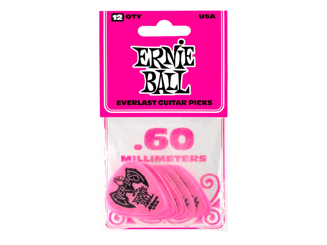 Ernie Ball Everlast 0.60mm - Pack 12 unidades -  Rosa 1