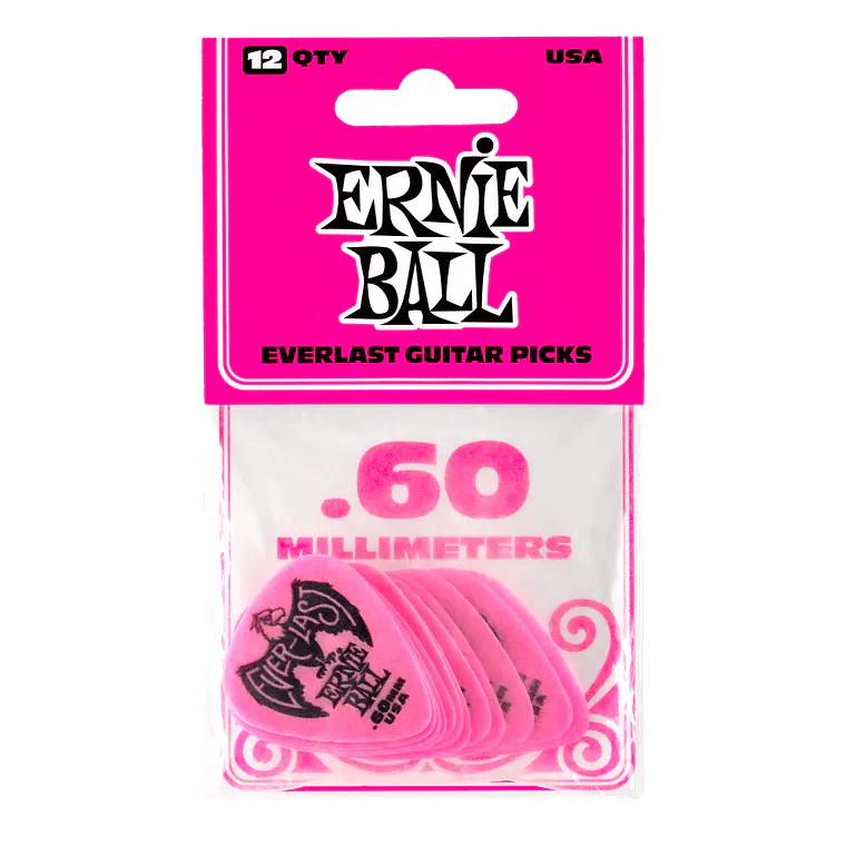 Ernie Ball Everlast 0.60mm - Pack 12 unidades -  Rosa 1