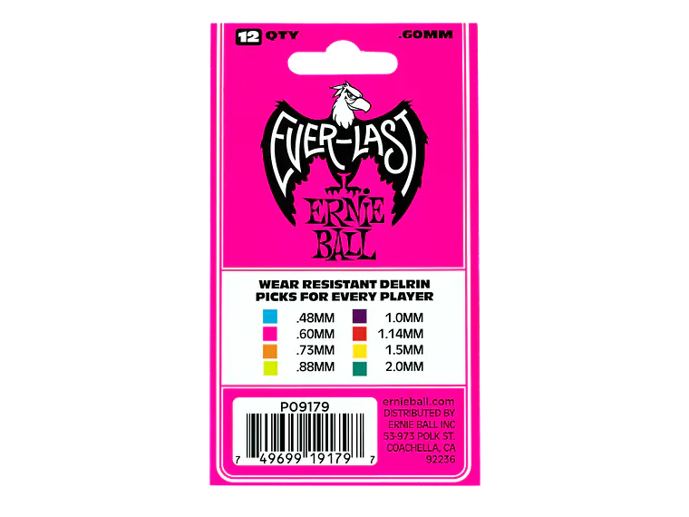Ernie Ball Everlast 0.60mm - Pack 12 unidades -  Rosa 3