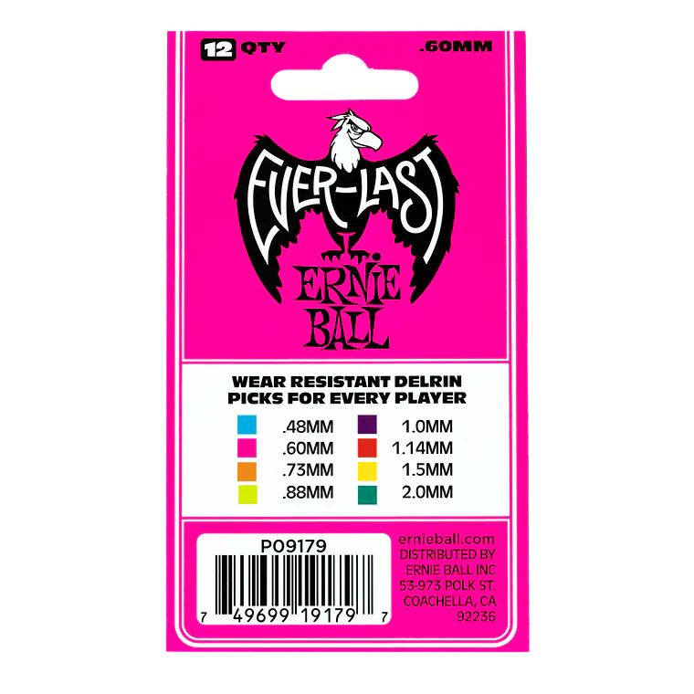 Ernie Ball Everlast 0.60mm - Pack 12 unidades -  Rosa 3