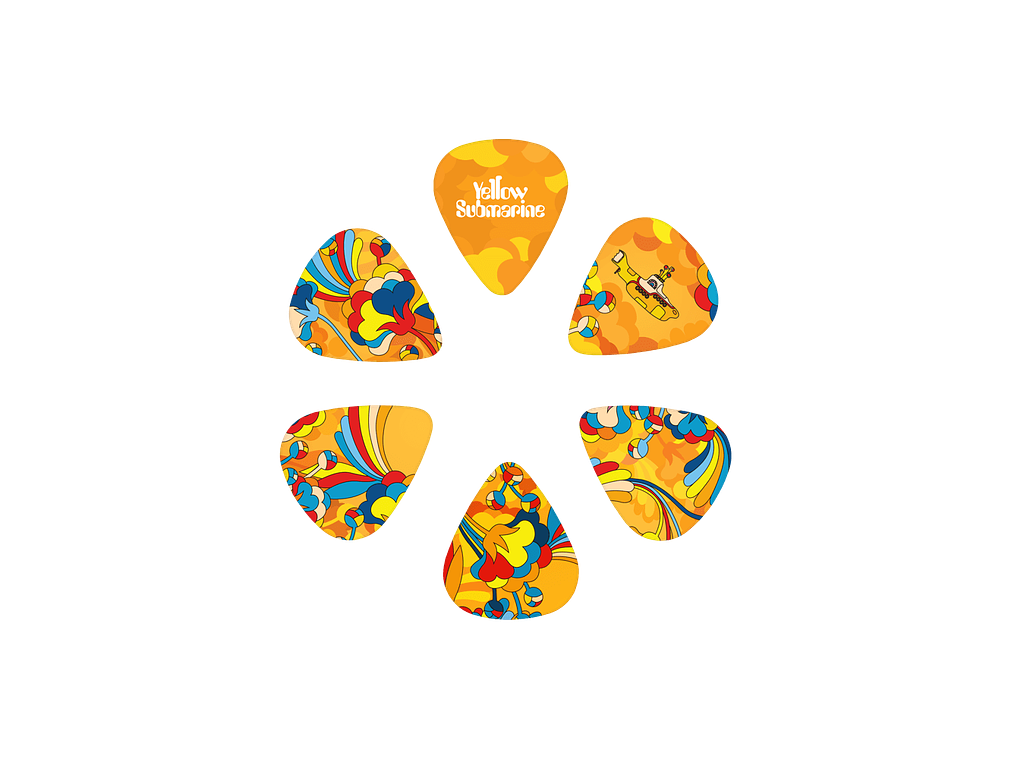 D'Addario Beatles Yellow Submarine 55th Anniversary Guitar Picks, Primrose Prairie, Medium Gauge (.70mm), 15-Pack 2