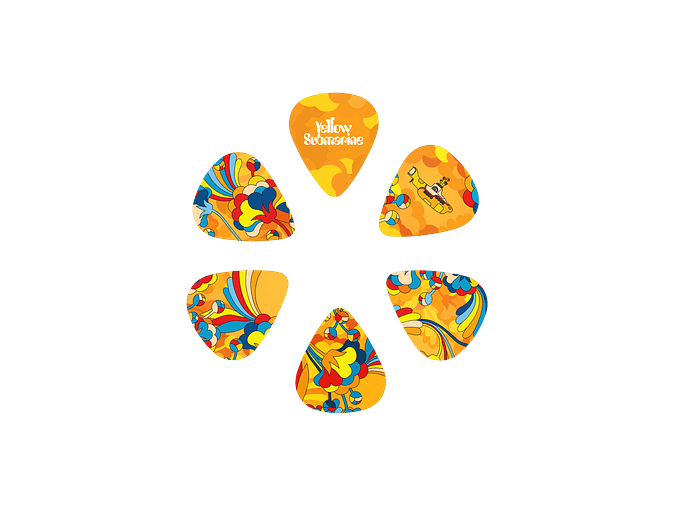 D'Addario Beatles Yellow Submarine 55th Anniversary Guitar Picks, Primrose Prairie, Medium Gauge (.70mm), 15-Pack 2