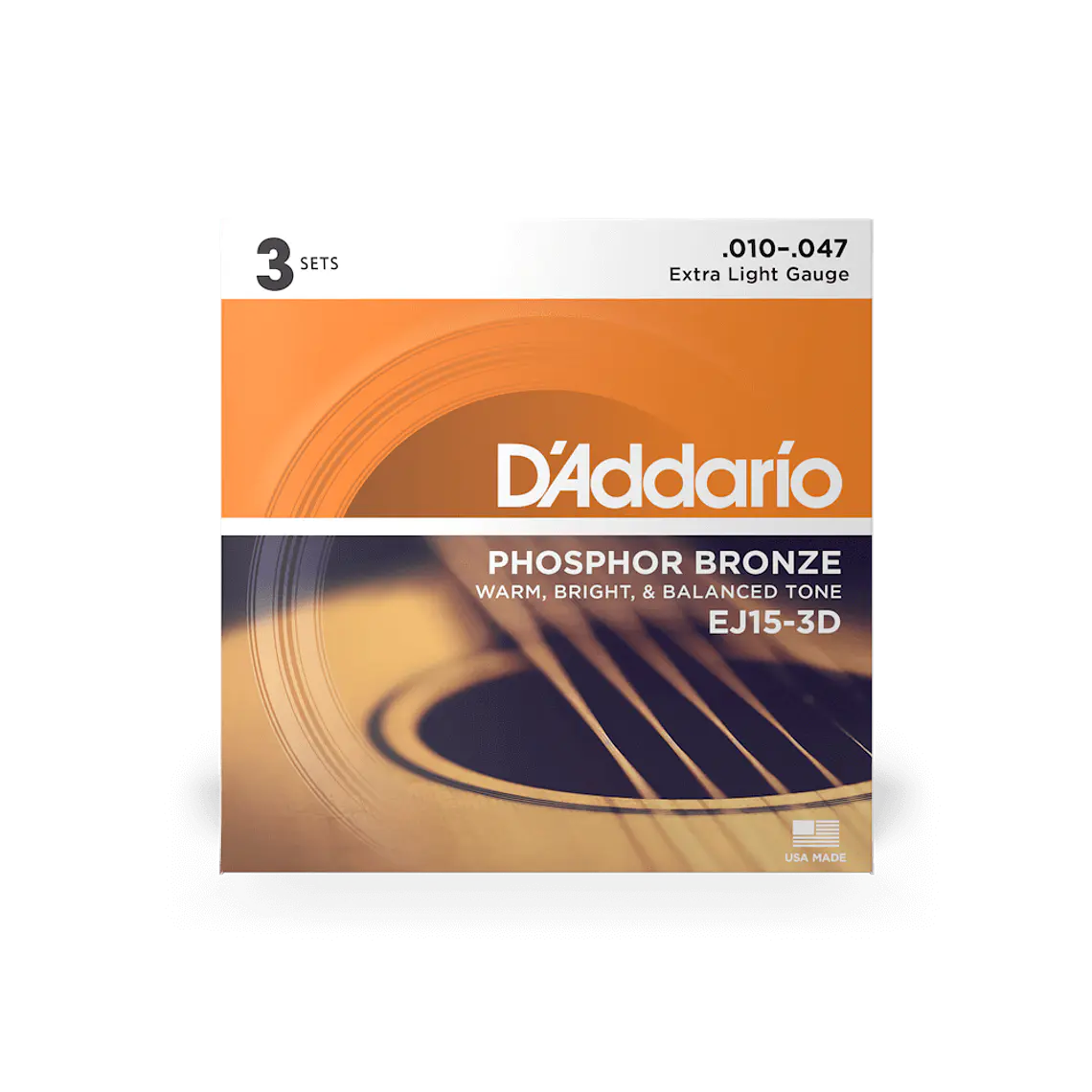D'Addario EJ15-3D Phosphor Bronze Extra Light - 3 JOGOS 1