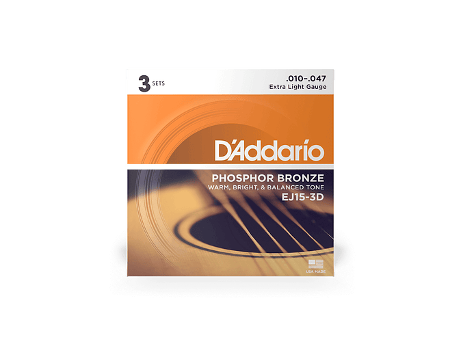 D'Addario EJ15-3D Phosphor Bronze X-Lite 3 JOGOS 2