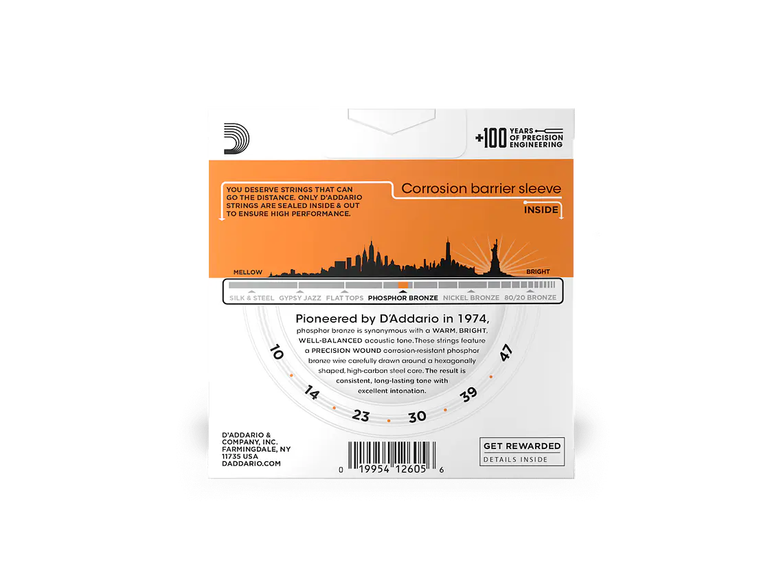 D'Addario EJ15-3D Phosphor Bronze Extra Light - 3 JOGOS 4