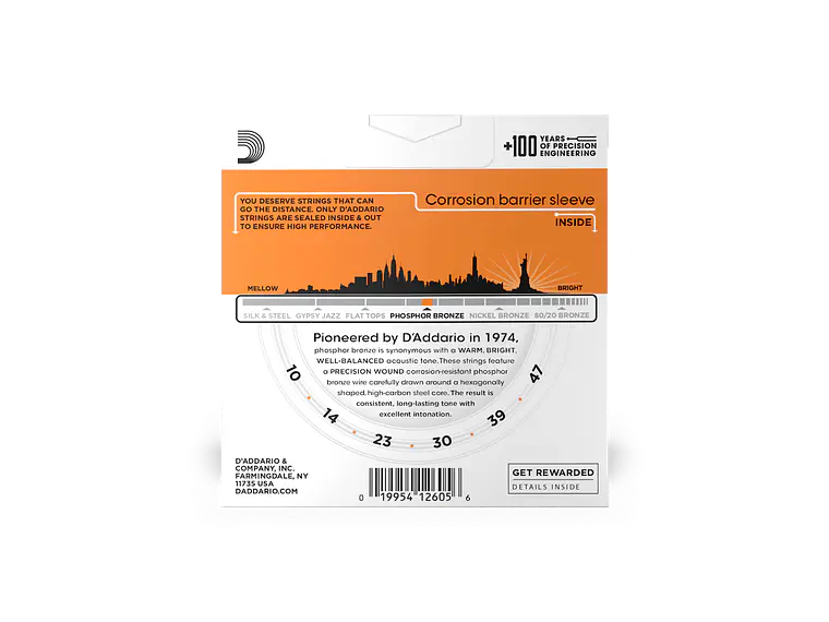 D'Addario EJ15-3D Phosphor Bronze Extra Light - 3 JOGOS 4