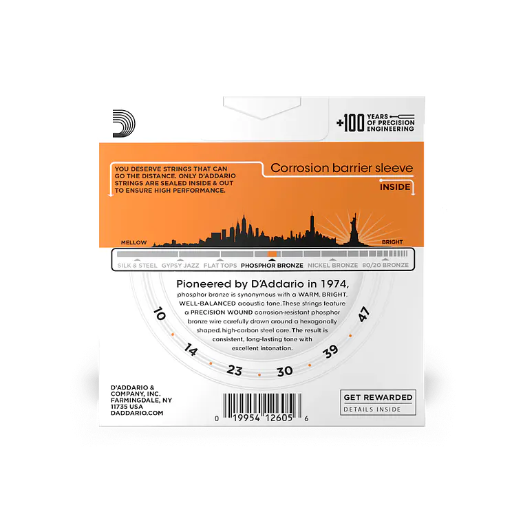 D'Addario EJ15-3D Phosphor Bronze Extra Light - 3 JOGOS 4