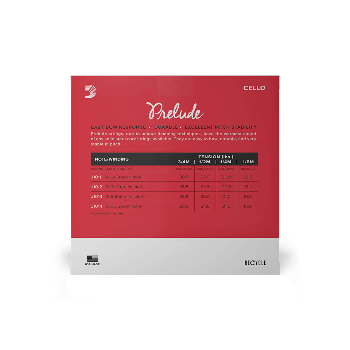 D'Addario Prelude Violoncelo Corda Ré, 3/4 Scale, Tensão Média 3