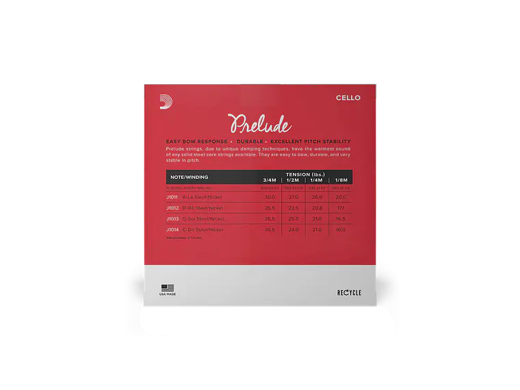 D'Addario Prelude Violoncelo Corda Ré, 3/4 Scale, Tensão Média 3