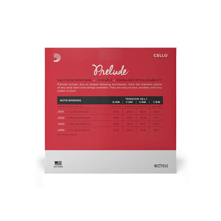 D'Addario Prelude Violoncelo Corda Ré, 3/4 Scale, Tensão Média 3