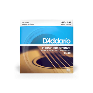 D'Addario EJ38 10-47 Light 12 cordas, Phosphor Bronze
