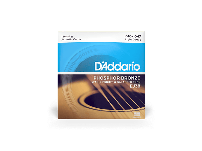 D'Addario EJ38 10-47 Light 12 cordas, Phosphor Bronze 1