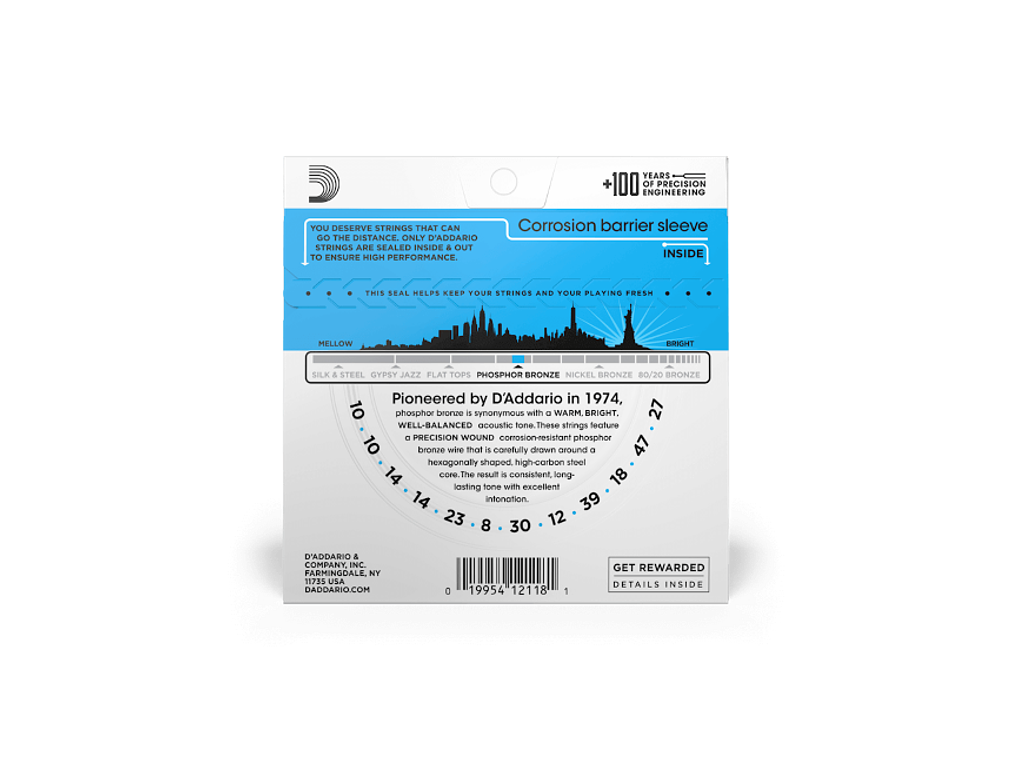 D'Addario EJ38 10-47 Light 12 cordas, Phosphor Bronze 3