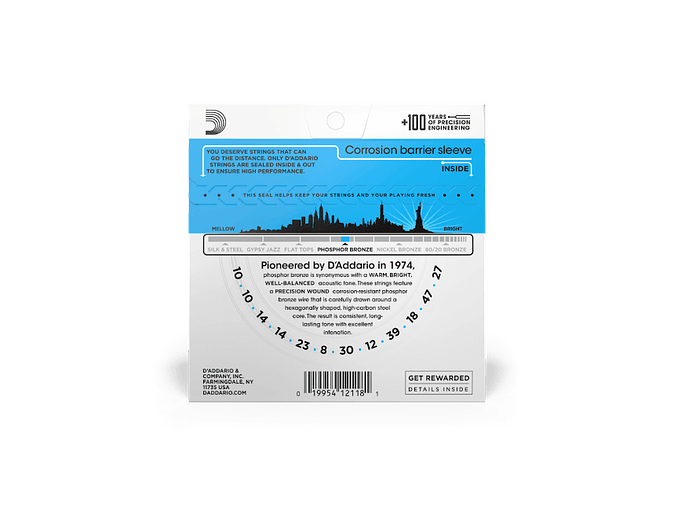 D'Addario EJ38 10-47 Light 12 cordas, Phosphor Bronze 3