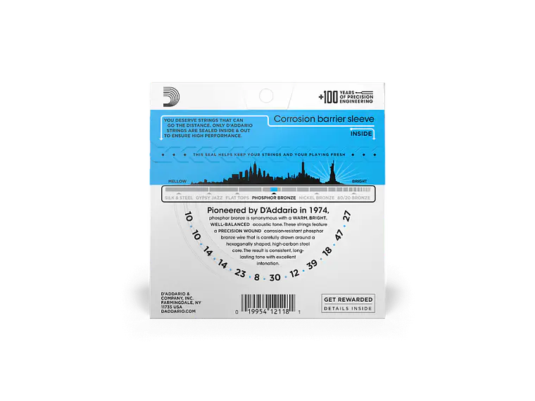D'Addario EJ38 10-47 Light 12 cordas, Phosphor Bronze 3