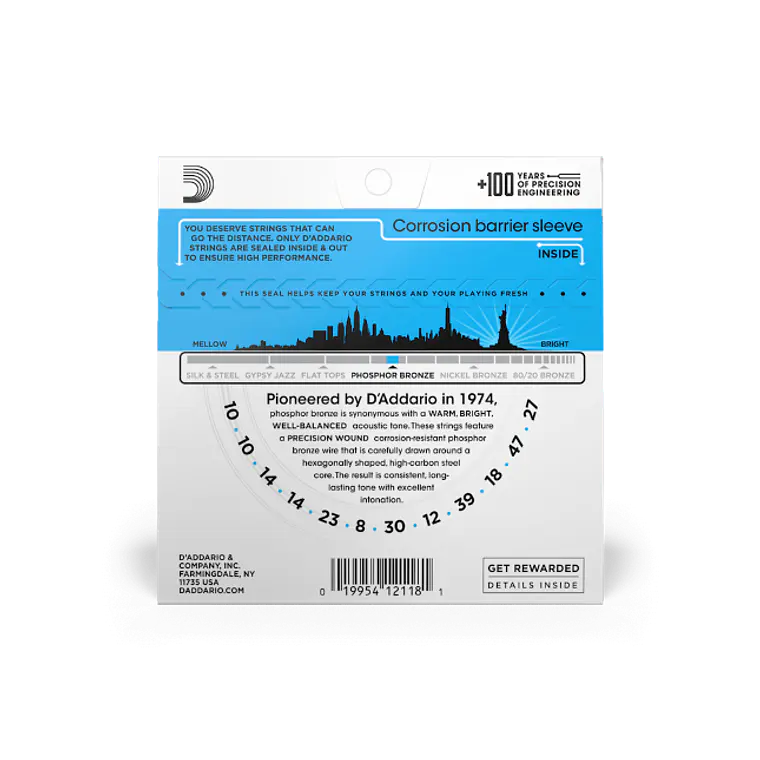 D'Addario EJ38 10-47 Light 12 cordas, Phosphor Bronze 3