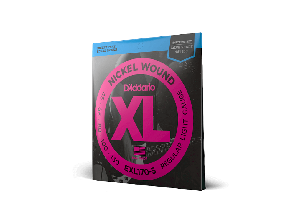 D'Addario EXL170-5 45-130 Regular Light 5 cordas , Long Scale, XL Nickel Bass Strings 1