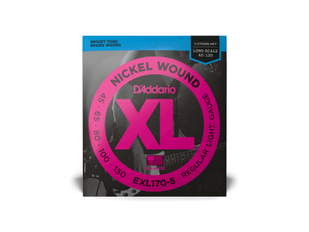 D'Addario EXL170-5 45-130 Regular Light 5 cordas , Long Scale, XL Nickel Bass Strings 2