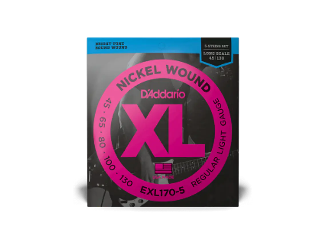 D'Addario EXL170-5 45-130 Regular Light 5 cordas , Long Scale, XL Nickel Bass Strings 1