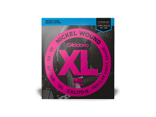 D'Addario EXL170-5 45-130 Regular Light 5 cordas , Long Scale, XL Nickel Bass Strings