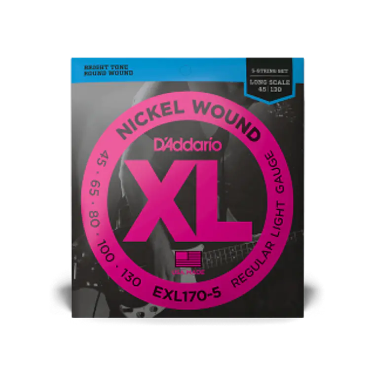D'Addario EXL170-5 45-130 Regular Light 5 cordas , Long Scale, XL Nickel Bass Strings 1