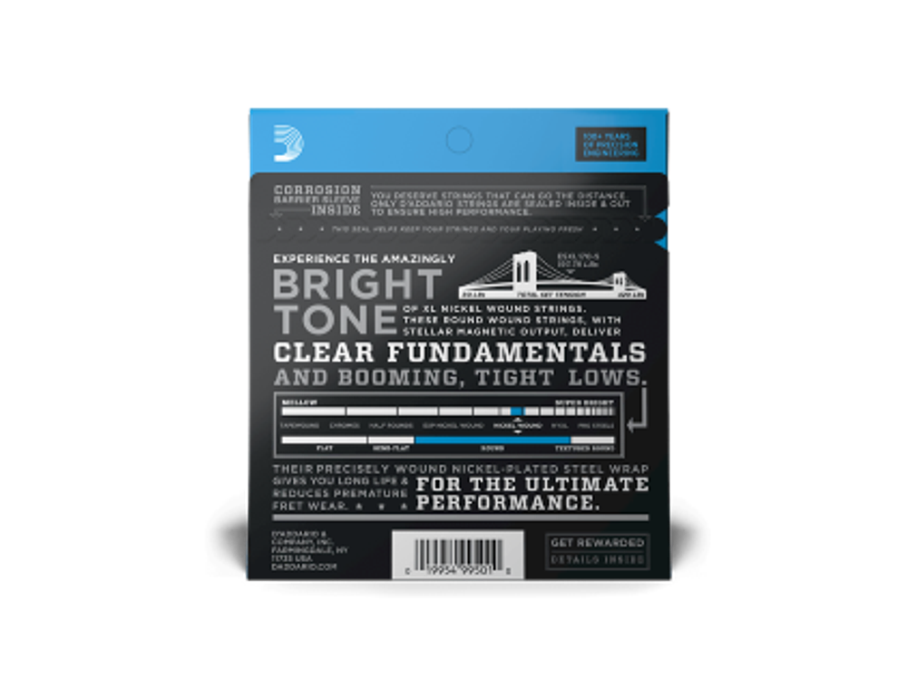 D'Addario EXL170-5 45-130 Regular Light 5 cordas , Long Scale, XL Nickel Bass Strings 3